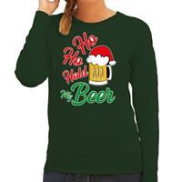 Bellatio Ho ho hold my beer fout Kerstsweater / outfit groen voor dames