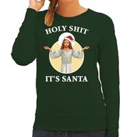 Bellatio Holy shit its Santa fout Kerstsweater / outfit groen voor dames