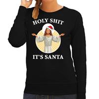 Bellatio Holy shit its Santa fout Kerstsweater / outfit zwart voor dames