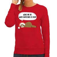 Bellatio Luiaard Kerstsweater / outfit Wake me up when christmas is over rood voor dames