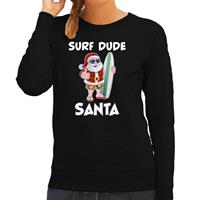 Bellatio Surf dude Santa fun Kerstsweater / outfit zwart voor dames
