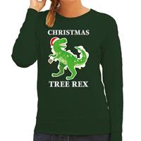 Bellatio Christmas tree rex Kerstsweater / outfit groen voor dames