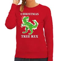 Bellatio Christmas tree rex Kerstsweater / outfit rood voor dames