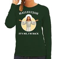 Bellatio Hallelujah its me im back Kerstsweater / outfit groen voor dames