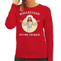 Bellatio Hallelujah its me im back Kerstsweater / outfit rood voor dames