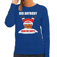 Bellatio Fun Kerstsweater / outfit Did anybody hear my fart blauw voor dames