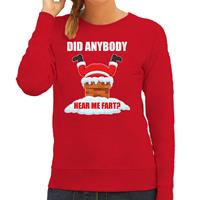 Bellatio Fun Kerstsweater / outfit Did anybody hear my fart rood voor dames