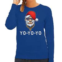 Bellatio Gangster / rapper Santa foute Kerstsweater / outfit blauw voor dames