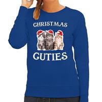 Bellatio Kitten Kerst sweater / outfit Christmas cuties blauw voor dames
