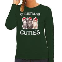 Bellatio Kitten Kerst sweater / outfit Christmas cuties groen voor dames
