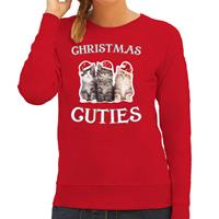Bellatio Kitten Kerst sweater / outfit Christmas cuties rood voor dames