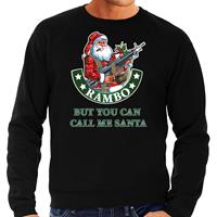 Bellatio Fout Kerstsweater / outfit Rambo but you can call me Santa zwart voor heren