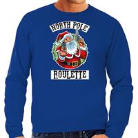 Bellatio Foute Kerstsweater / outfit Northpole roulette blauw voor heren