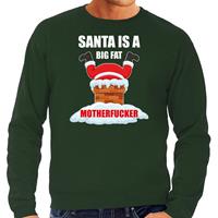 Bellatio Foute Kerstsweater / outfit Santa is a big fat motherfucker groen voor heren