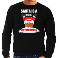 Bellatio Foute Kerstsweater / outfit Santa is a big fat motherfucker zwart voor heren
