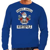Bellatio Foute Kerstsweater / outfit Santas angels Northpole blauw voor heren