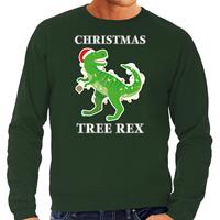 Bellatio Christmas tree rex Kerstsweater / outfit groen voor heren