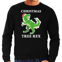 Bellatio Christmas tree rex Kerstsweater / outfit zwart voor heren