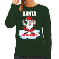 Bellatio Santa for president Kerst sweater / Kerst outfit groen voor dames