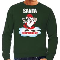 Bellatio Santa for president Kerst sweater / Kerst outfit groen voor heren