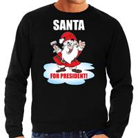 Bellatio Santa for president Kerst sweater / Kerst outfit zwart voor heren