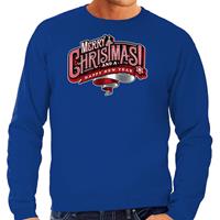 Bellatio Merry Christmas Kerstsweater / Kerst outfit blauw voor heren