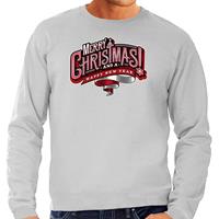 Bellatio Merry Christmas Kerstsweater / Kerst outfit grijs voor heren