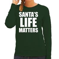 Bellatio Santas life matters Kerst sweater / Kerst outfit groen voor dames