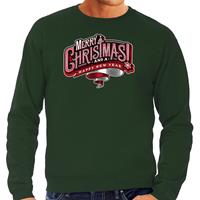 Bellatio Merry Christmas Kerstsweater / Kerst outfit groen voor heren