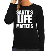 Bellatio Santas life matters Kerst sweater / Kerst outfit zwart voor dames