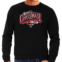 Bellatio Merry Christmas Kerstsweater / Kerst outfit zwart voor heren