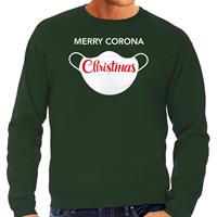 Bellatio Merry corona Christmas foute Kerstsweater / outfit groen voor heren