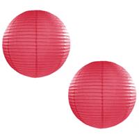 Set van 4x stuks luxe ronde party lampionnen fuchsia roze 50 cm -