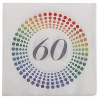40x Leeftijd 60 jaar themafeest/verjaardag servetten 33 x 33 cm confetti -