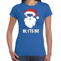 Bellatio Devil Santa Kerstshirt / Kerst outfit Hi its me blauw voor dames