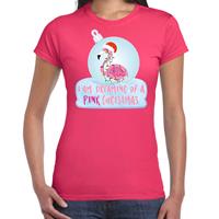 Bellatio Flamingo Kerstbal shirt / Kerst outfit I am dreaming of a pink Christmas roze voor dames