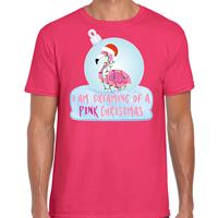 Bellatio Flamingo Kerstbal shirt / Kerst outfit I am dreaming of a pink Christmas roze voor heren
