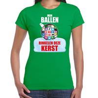 Bellatio Rinkelende Kerstbal shirt / Kerst outfit Mijn ballen rinkelen deze Kerst groen voor dames