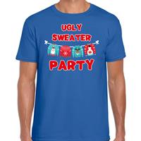 Bellatio Ugly sweater party Kerstshirt / outfit blauw voor heren