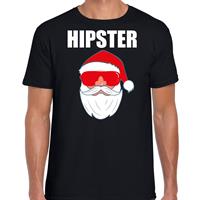 Bellatio Fout Kerstshirt / Kerst outfit Hipster Santa zwart voor heren