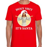 Bellatio Holy shit its Santa fout Kerstshirt / outfit rood voor heren