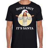 Bellatio Holy shit its Santa fout Kerstshirt / outfit zwart voor heren