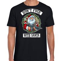 Bellatio Fout Kerstshirt / outfit Dont fuck with Santa zwart voor heren