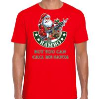 Bellatio Fout Kerstshirt / outfit Rambo but you can call me Santa rood voor heren