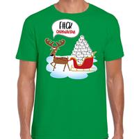 Bellatio F#ck coronavirus fout Kerstshirt / outfit groen voor heren