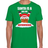 Bellatio Fout Kerstshirt / outfit Santa is a big fat motherfucker groen voor heren