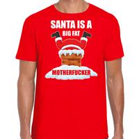Bellatio Fout Kerstshirt / outfit Santa is a big fat motherfucker rood voor heren
