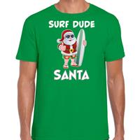 Bellatio Surf dude Santa fun Kerstshirt / outfit groen voor heren