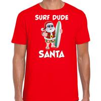 Bellatio Surf dude Santa fun Kerstshirt / outfit rood voor heren
