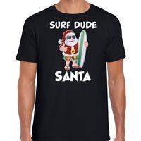 Bellatio Surf dude Santa fun Kerstshirt / outfit zwart voor heren